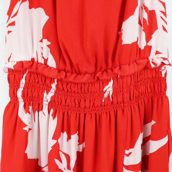 NWT Joie Jerelle Dress 100% Silk Sundress Tropic Red Floral Smocked Waist XS - Picture 7 of 11